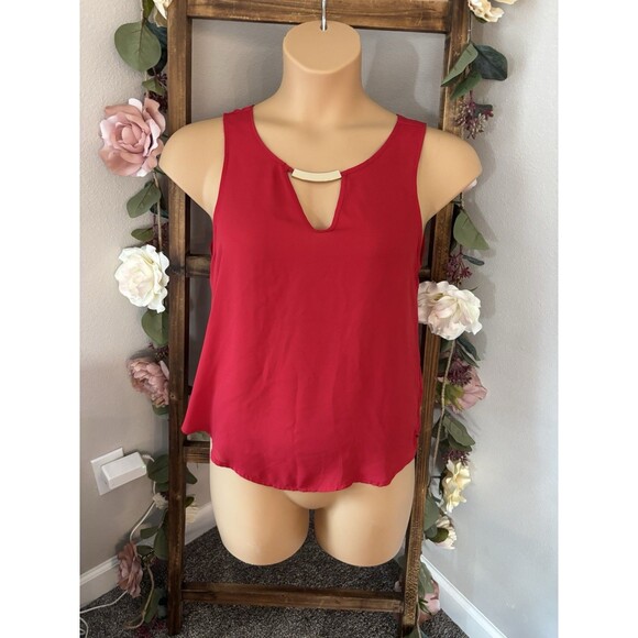 Meraki Sleeveless Red Keyhole Top Lightweight Medium - Picture 2 of 7